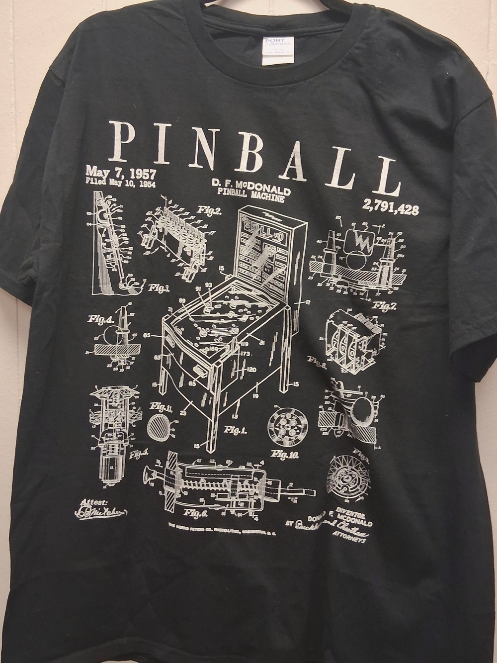 Port and Company Black Pinball Patent Graphic Tee